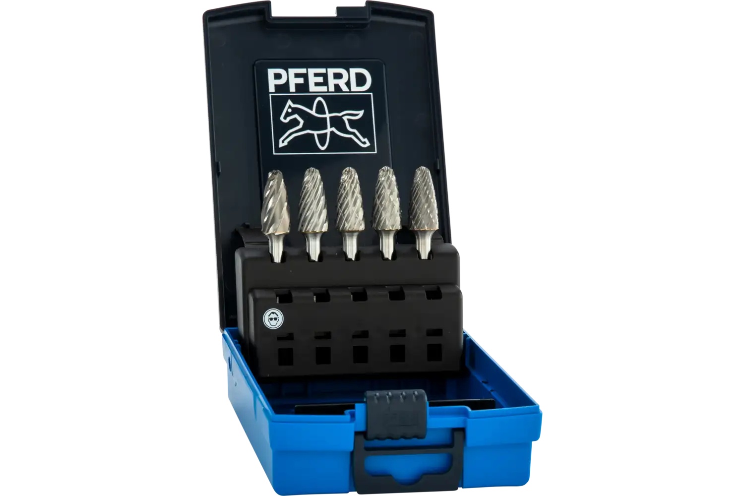 Picture of Pferd Carbide Bur Set 5 Piece Steel, Inox, CAST, ALU, OMNI cuts Tree Shape 1/4" Shank
